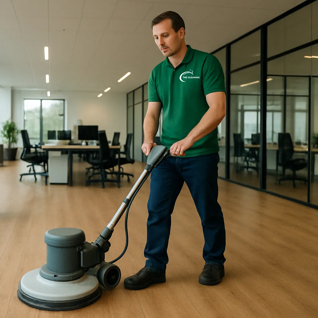 Professionele reiniging van een glanzende vloer
